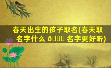 春天出生的孩子取名(春天取名字什么 🐟 名字更好听)